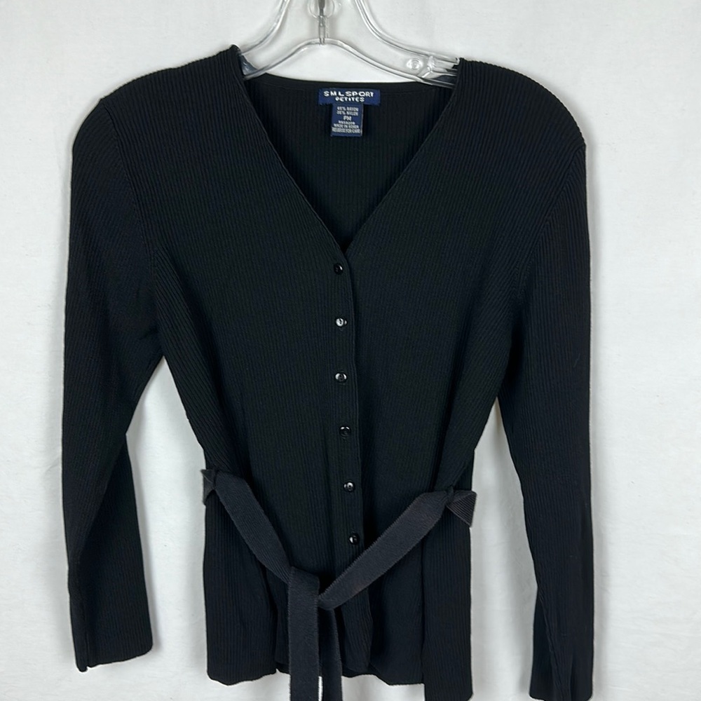 SML Sport black belted button-down cardigan, size PM